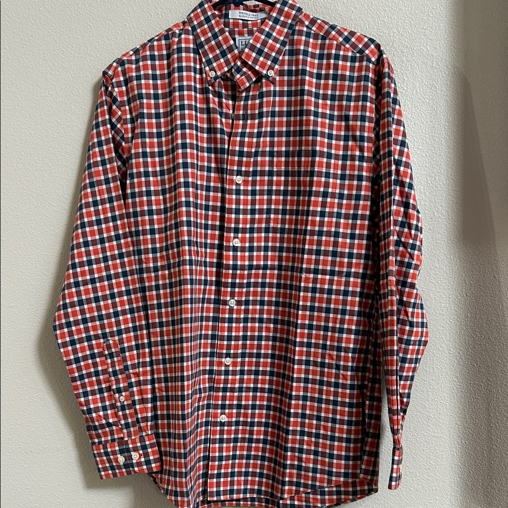 L.L. Bean Men's Red and Blue Checkered Shirt